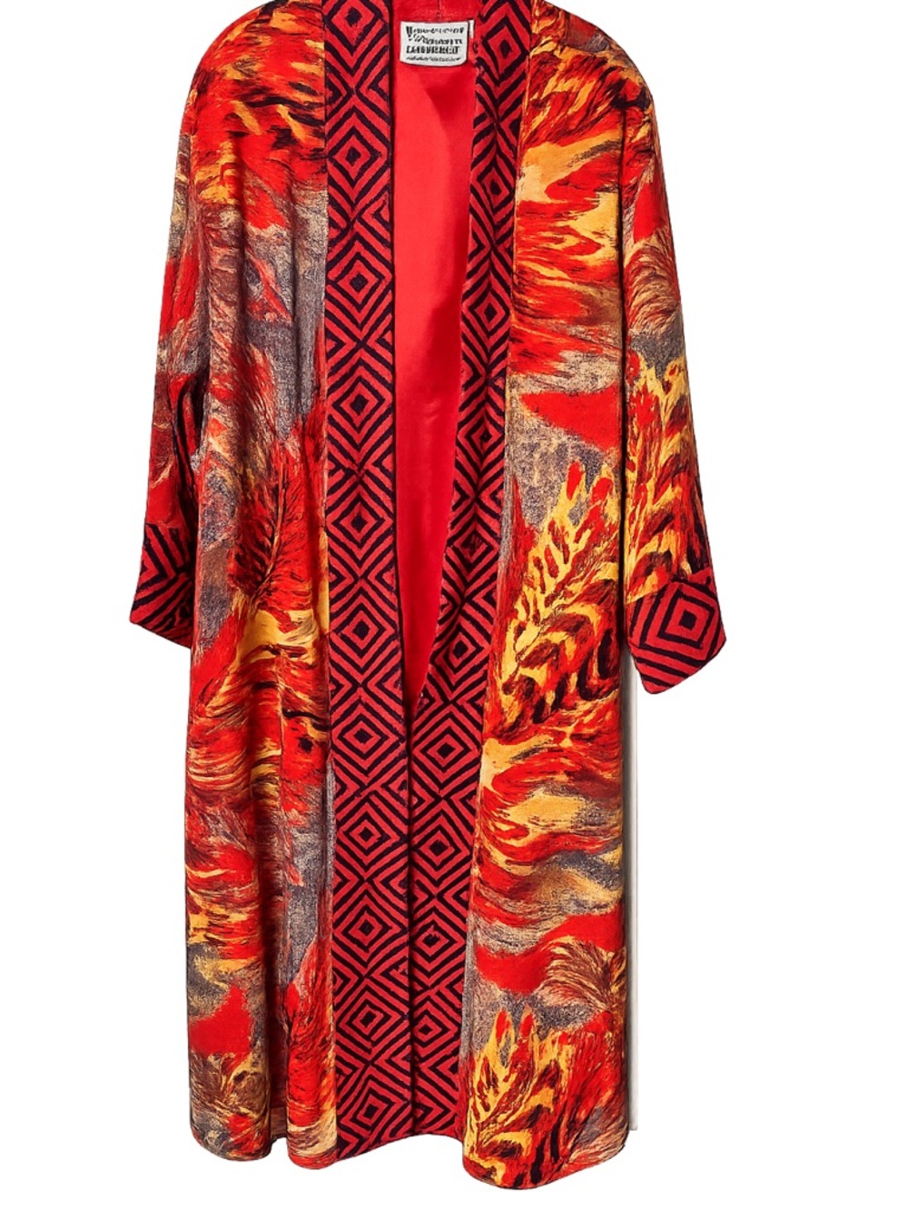 Vintage Molato Art to Wear Kimono Duster Red Tribal Abstract Jacket